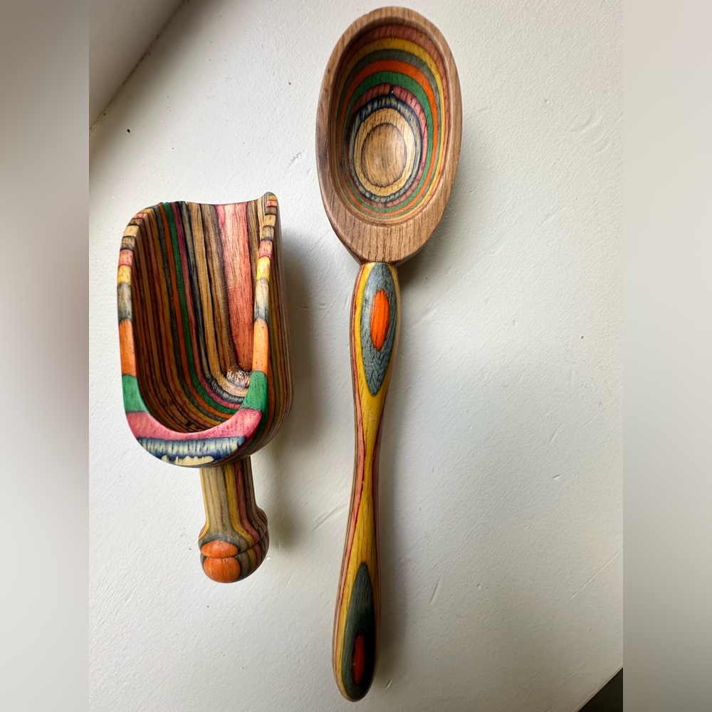 Rainbow Wood Scoop and Wooden Spoon Set